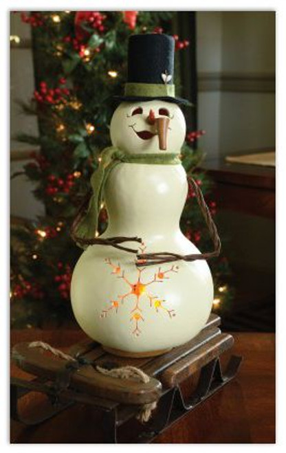 Meadowbrooke Gourds- Medium Tall Lit Snowman Meadowbrooke Gourds- Medium Tall Lit Snowman