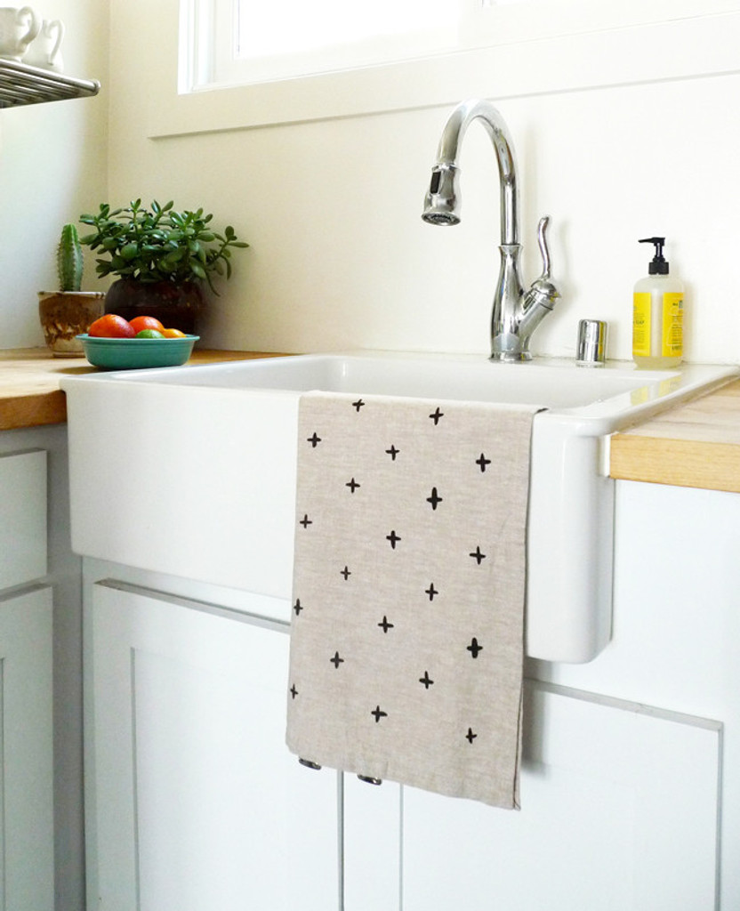 Black Plus Linen Tea Towel
