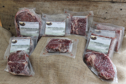 Earlysville Beef Sampler Package (Flat Iron, Sirloin, Chuck, Roast, Ground Beef) Earlysville Beef Sampler Package (Flat Iron, Sirloin, Chuck, Roast, Ground Beef)