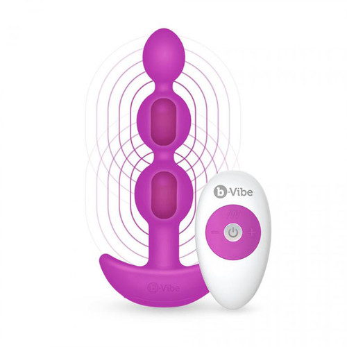 Fuchsia b-Vibe Remote Control Triplet Anal Beads