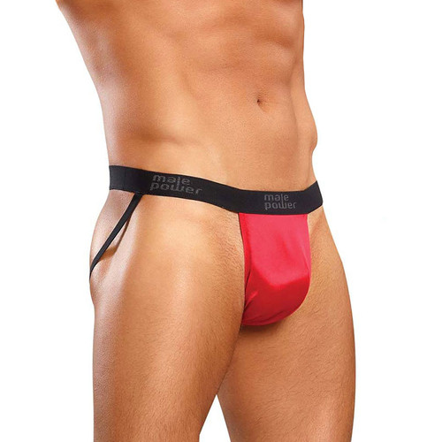 Red Male Power Satin Jock