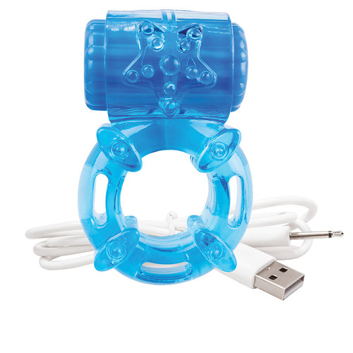 Blue Screaming O Charged BigO Rechargeable Vibrating Cock Ring