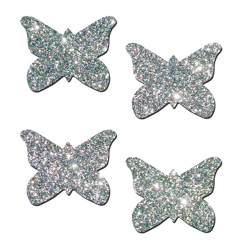 Petite Butterfly Pasties - Silver Glitter
