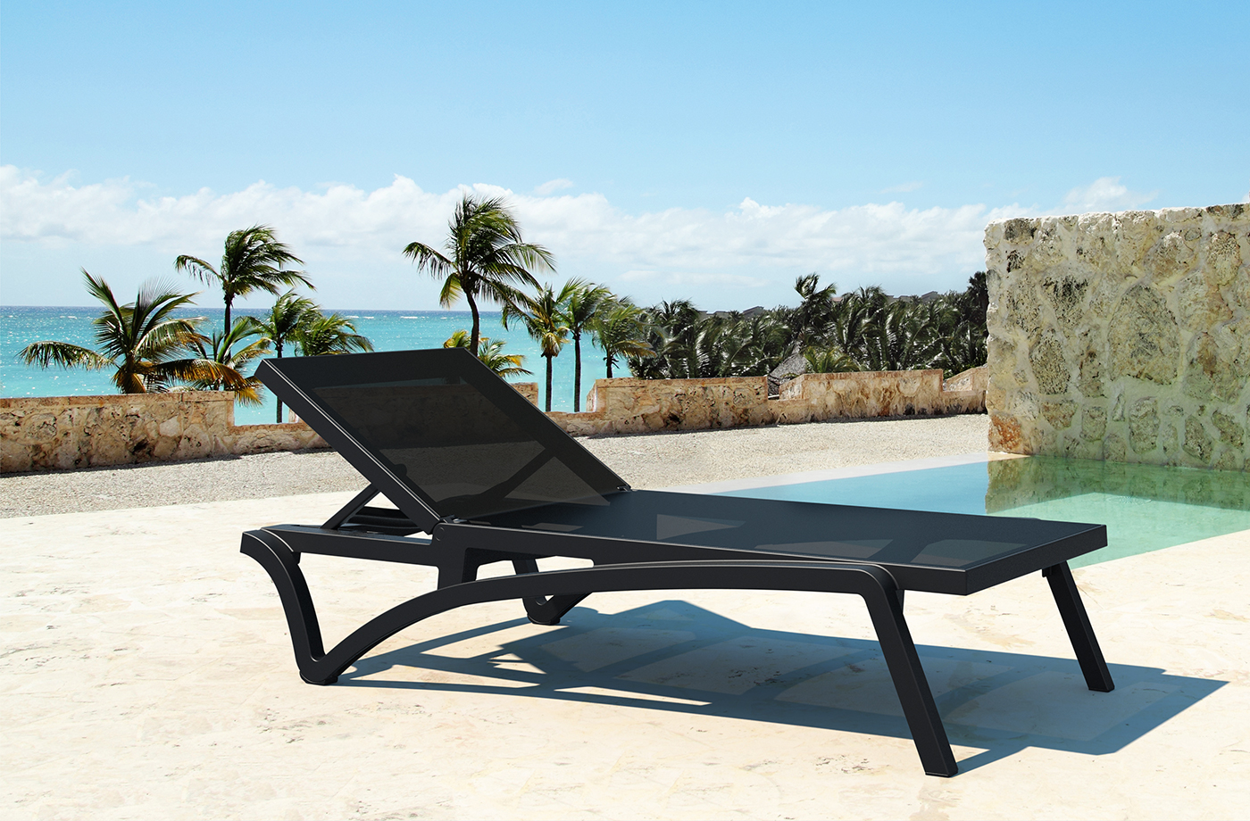 Playa Sling Chaise Poolside in the all black 