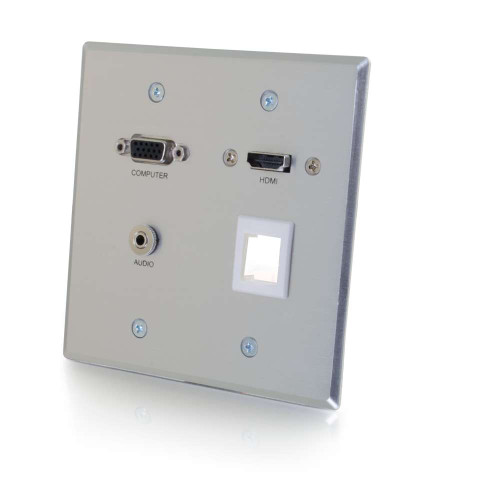 RapidRun VGA + 3.5mm Audio Double Gang Wall Plate with HDMI Pass Through + One Keystone RapidRun VGA + 3.5mm Audio Double Gang Wall Plate with HDMI Pass Through + One Keystone