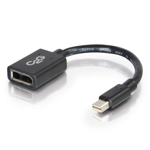 6in Mini DisplayPort Male to DisplayPort Female Adapter Converter - Black 6in Mini DisplayPort Male to DisplayPort Female Adapter Converter - Black