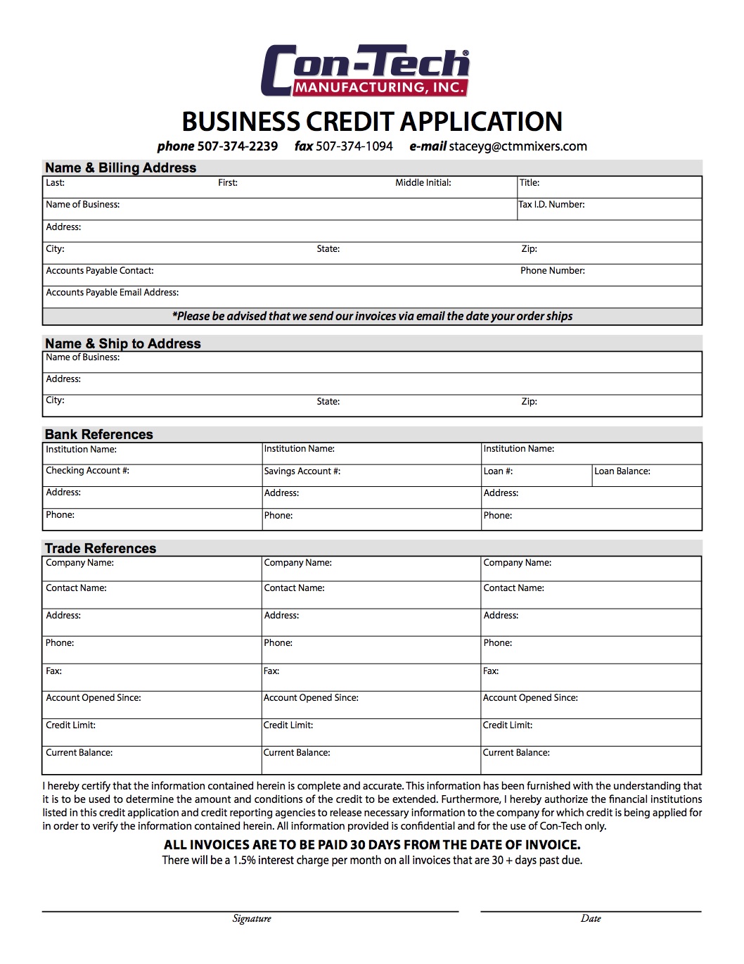 bet 364 Credit Application