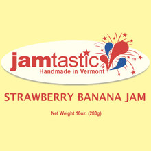 Strawberry Banana Jam! A Jamtastic summer best seller...and now available on the web! Spread this delicious jam on toast with peanut butter or as a topping on ice cream or yogurt! It’s unbelievable!