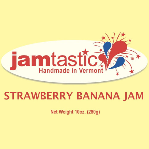 Strawberry Banana Jam! A Jamtastic summer best seller...and now available on the web! Spread this delicious jam on toast with peanut butter or as a topping on ice cream or yogurt! It’s unbelievable!