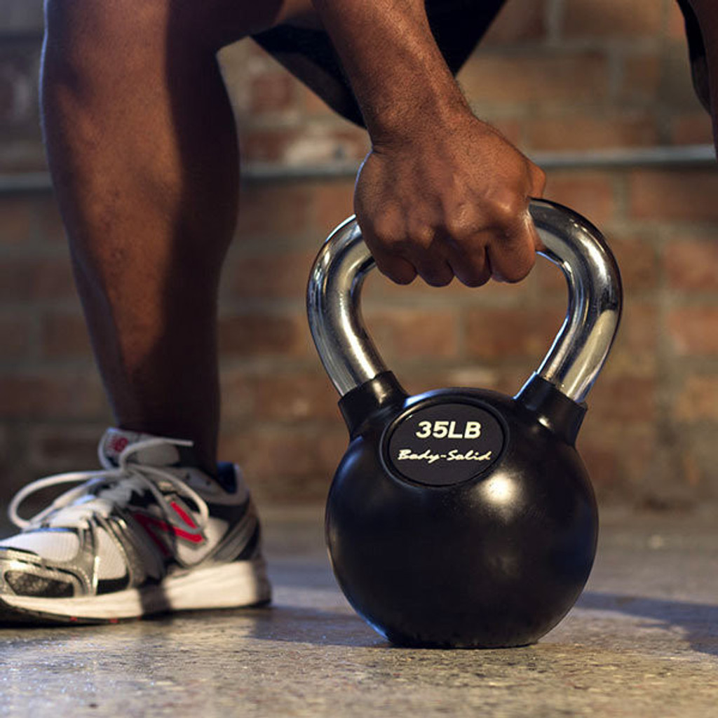 KBC Chrome Handle Rubber Kettlebells Body Solid Gtech Fitness