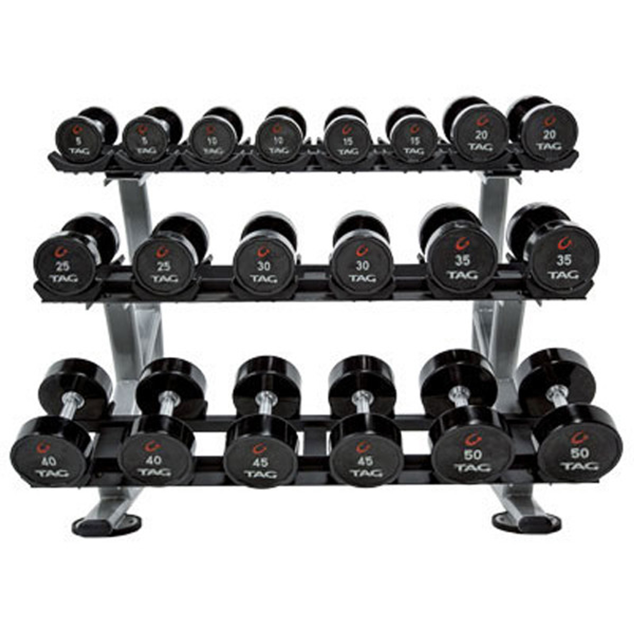 550 lb. Urethane Dumbbell Set w/ Rack TAG Gtech Fitness