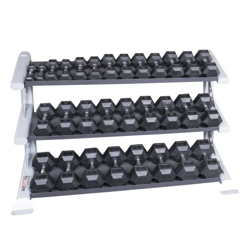 Body Solid 5-75 Rubber Hex w/ Rack