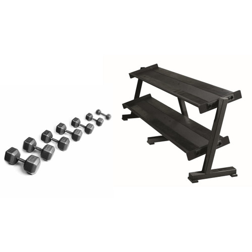 Hex Head Dumbbell Set with Rack