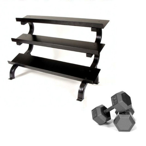 Troy 5-75 Hex Dumbbells w/ Rack