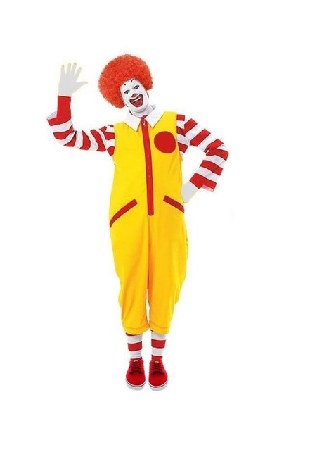 Mens S-XXL Ronald The Fast Food Clown Red & Yellow Fancy Dress Costume Without Shoes Mens S-XXL Ronald The Fast Food Clown Red & Yellow Fancy Dress Costume Without Shoes