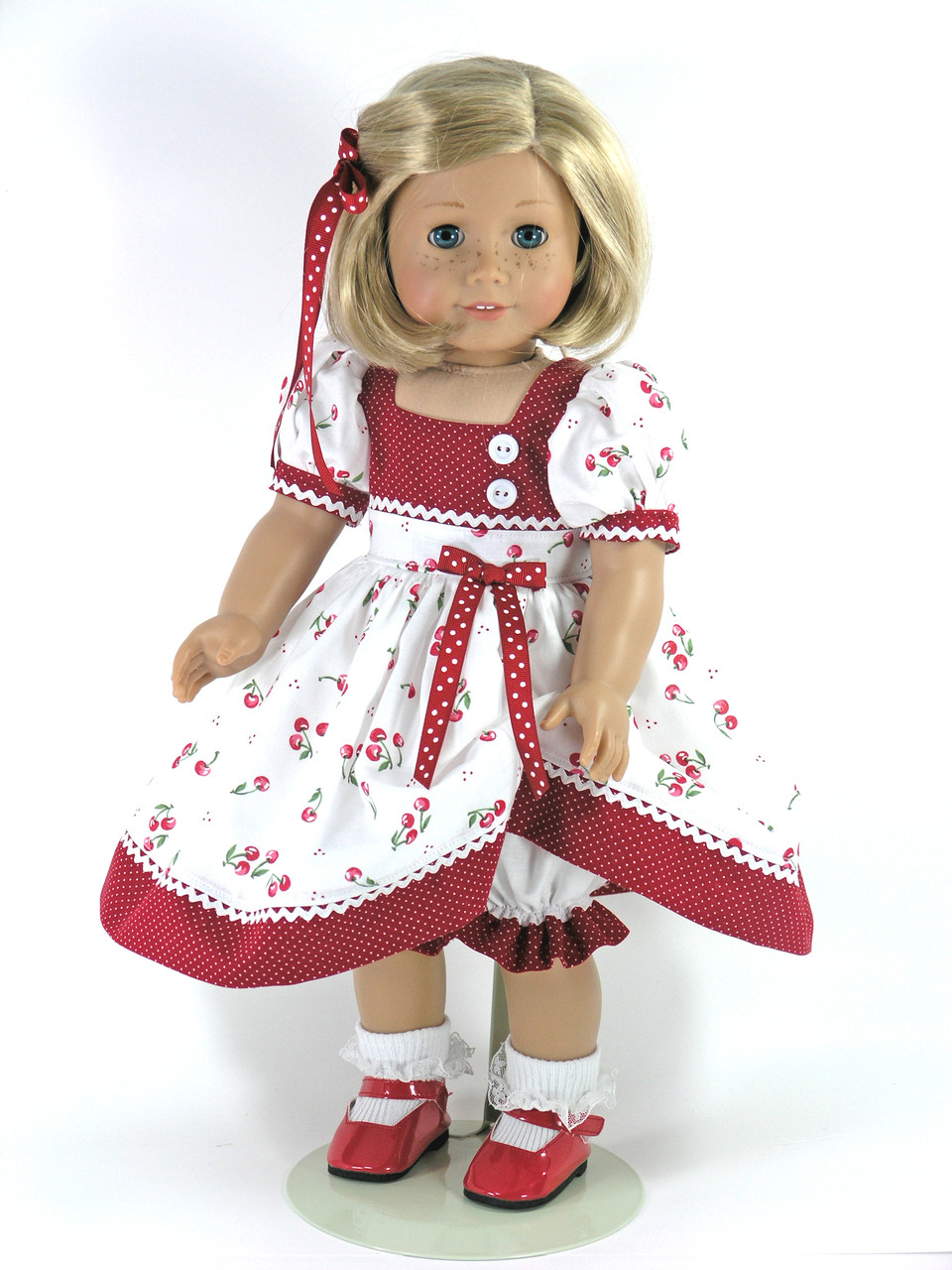 Handmade 18 inch Doll Dress for American Girl - Dots and Cherries ...