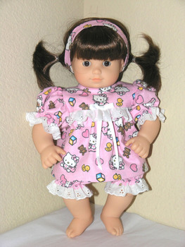 Handmade Pajamas for American Girl 15 inch Bitty Baby Doll - Pink Kitty Handmade Pajamas for American Girl 15 inch Bitty Baby Doll - Pink Kitty
