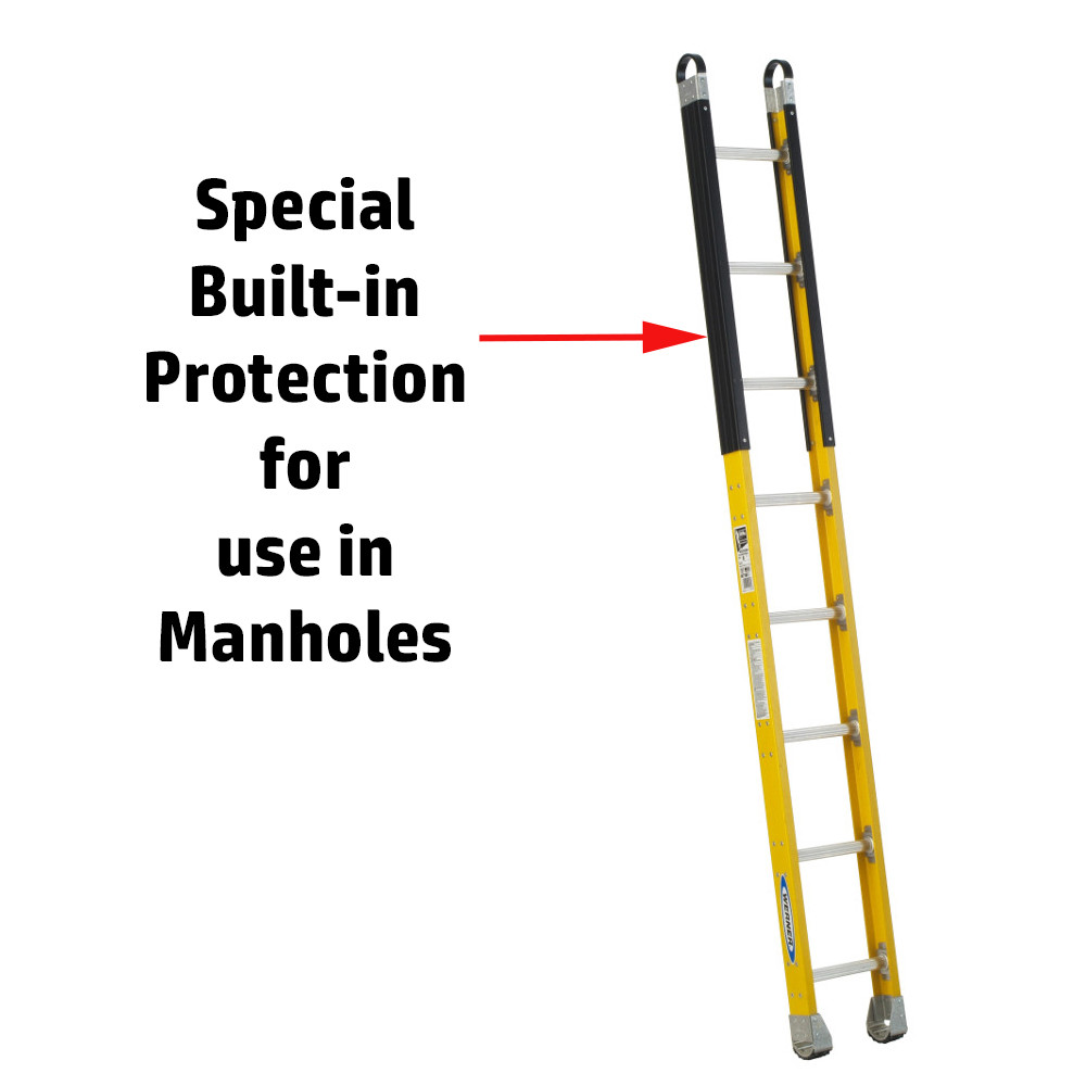 Werner M7100-1 Series Fiberglass Manhole Ladder 375 lb Rated Werner M7100-1 Series Fiberglass Manhole Ladder 375 lb Rated