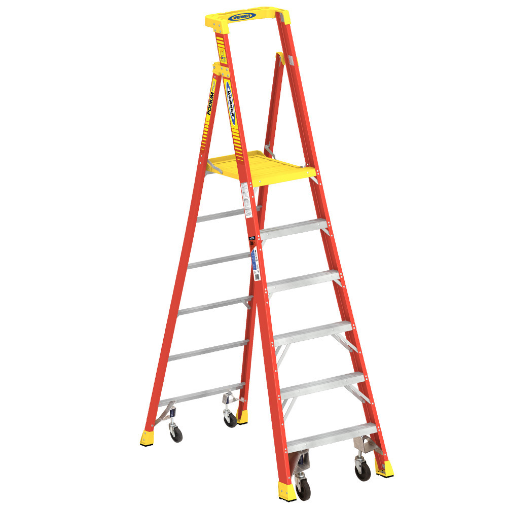 Werner PD6200-4C Series Podium Ladder with Casters 300 lb Rated Werner PD6200-4C Series Podium Ladder with Casters 300 lb Rated