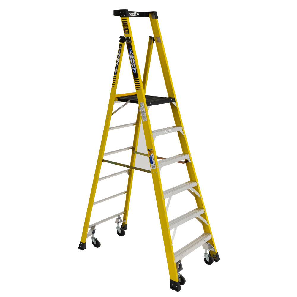 Werner PD7300-4C Series Podium Ladder with Casters 375 lb Rated Werner PD7300-4C Series Podium Ladder with Casters 375 lb Rated