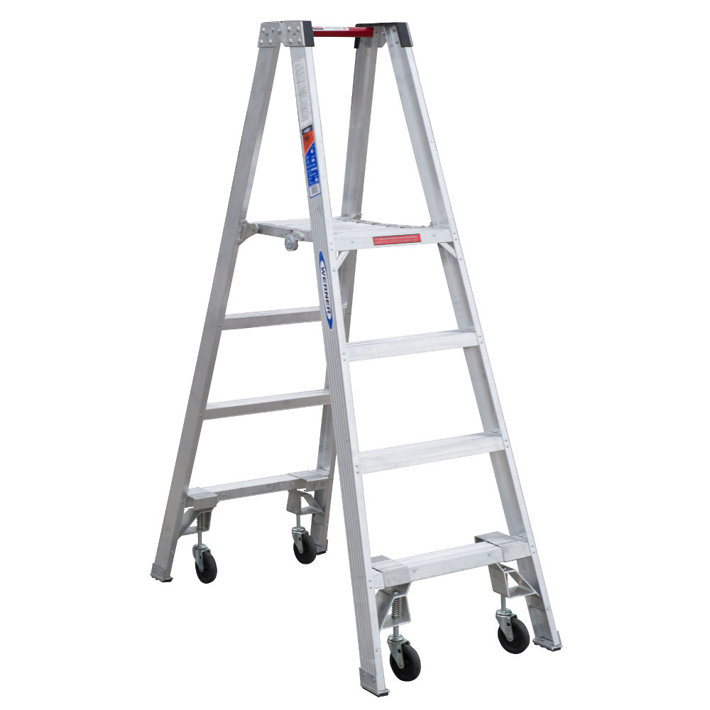 Werner PT370 Series Aluminum "Stockr's" Ladder with CASTERS 300 lb Rated Werner PT370 Series Aluminum "Stockr's" Ladder with CASTERS 300 lb Rated