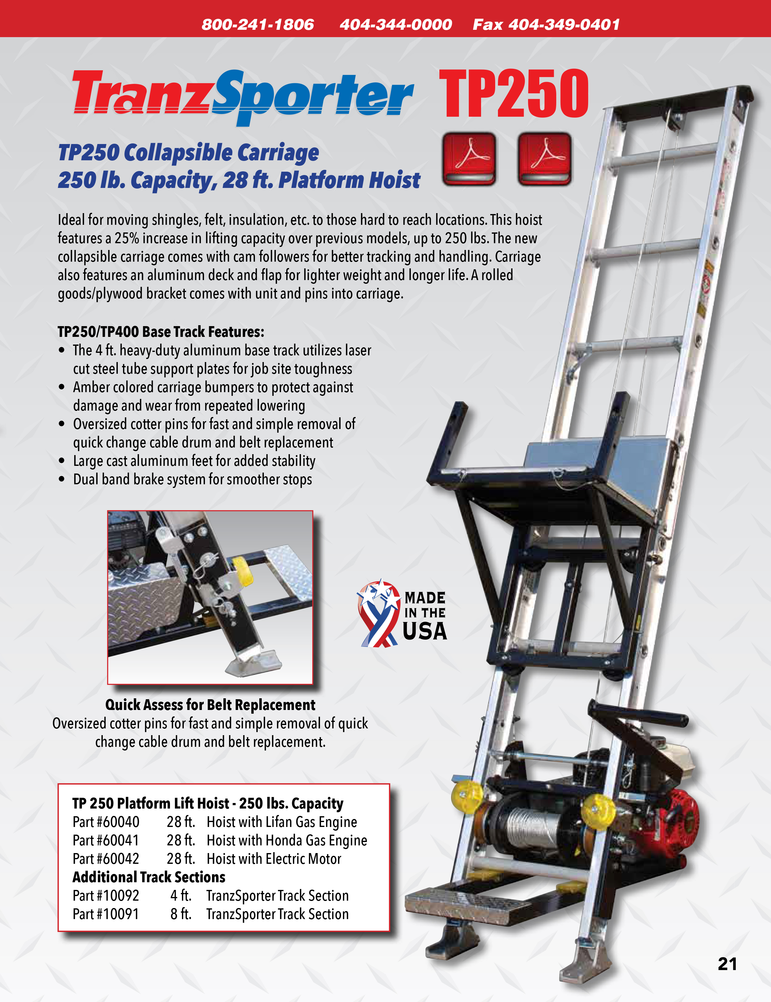 Transporter Shingle Hoist TP250 Industrial Ladder & Supply Co., Inc.