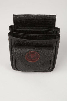 Cape Buffalo Hide Shotgun Shell Pouch Deluxe - Black Cape Buffalo Hide Shotgun Shell Pouch Deluxe - Black