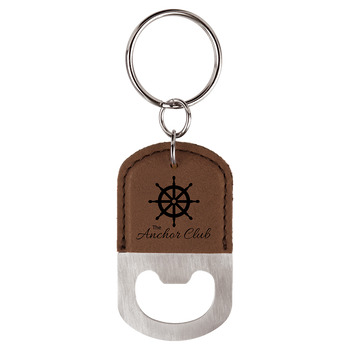 Dark Brown Oval Bottle Opener Keychain with Custom Laser Engraving Dark Brown Oval Bottle Opener Keychain with Custom Laser Engraving