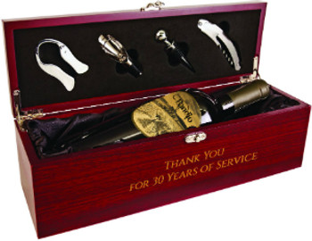 Engraved Rosewood Finish Wine Box with Black Lining Engraved Rosewood Finish Wine Box with Black Lining