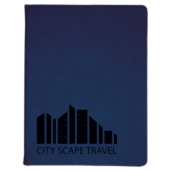 Blue Leatherette Portfolio with Custom Laser Engraving Blue Leatherette Portfolio with Custom Laser Engraving
