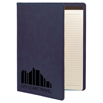 Blue Leatherette Portfolio with Custom Laser Engraving Blue Leatherette Portfolio with Custom Laser Engraving