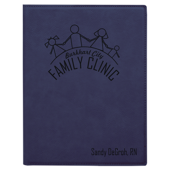 Blue Leatherette Small Portfolio with Custom Laser Engraving Blue Leatherette Small Portfolio with Custom Laser Engraving
