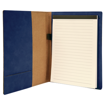 Blue Leatherette Small Portfolio with Custom Laser Engraving Blue Leatherette Small Portfolio with Custom Laser Engraving
