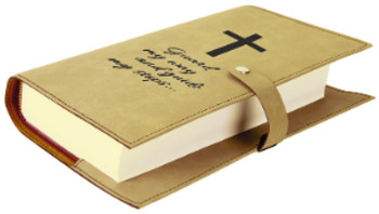 Light Brown Leatherette Book Cover Snap Close with Custom Laser Engraving Light Brown Leatherette Book Cover Snap Close with Custom Laser Engraving