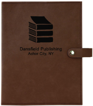 Dark Brown Leatherette Book Cover Snap Close with Custom Laser Engraving Dark Brown Leatherette Book Cover Snap Close with Custom Laser Engraving
