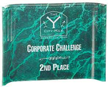Custom Engraved Green Marbleized Acrylic Crescent Shaped Award (7" x 5") Custom Engraved Green Marbleized Acrylic Crescent Shaped Award (7" x 5")