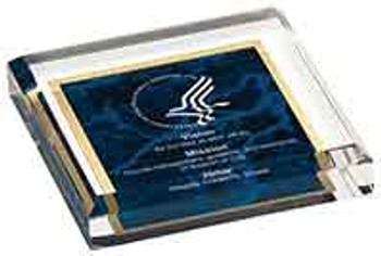 Custom Engraved Blue Marbleized Acrylic Paperweight (3.75" x 3.75") Custom Engraved Blue Marbleized Acrylic Paperweight (3.75" x 3.75")