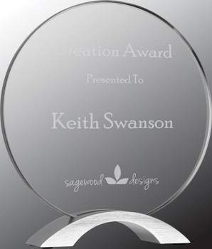 Custom Engraved Clear Acrylic Round with Silver Base (8.5") Custom Engraved Clear Acrylic Round with Silver Base (8.5")