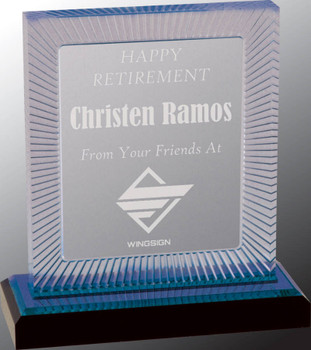 Custom Engraved Blue Carved Rectangle Acrylic Award (6.75") Custom Engraved Blue Carved Rectangle Acrylic Award (6.75")