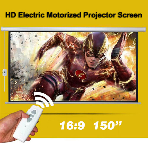 150 Inch Projector Screen Electronic Home Theater Cinema HD 3D Remote Control 4x3