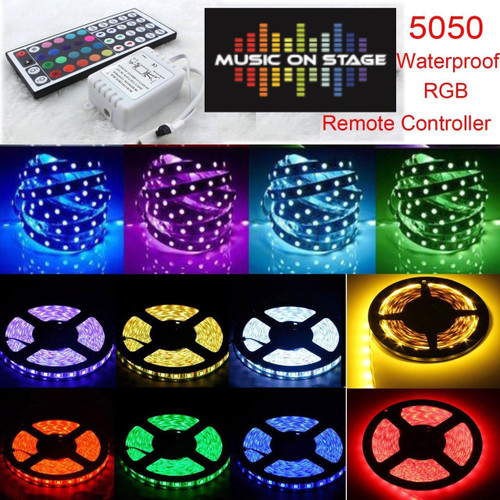 5M 5050 RGB SMD RGB LED Strip Light 44Key Programmed Key IR Remote Control Power Supply IP65 WaterProof