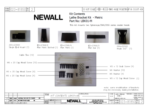 Newall Lathe Bracket Kit for (2) Spherosyn Reader Heads