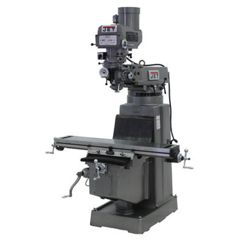 JET JTM-1050 Mill With 3-Axis Newall DP700 DRO (Quill) With X, Y and Z-Axis Powerfeeds And Power Draw Ba #690234
