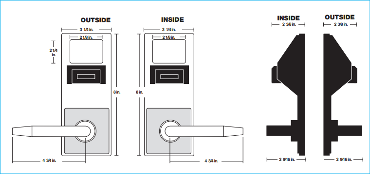 Alarm Lock Trilogy DL5200 Inside Outside Diagram | Alarm Lock Trilogy DL5200IC Inside Outside Diagram