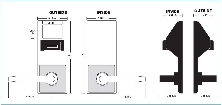 Alarm Lock PDL3500CR Inside Outside Diagram