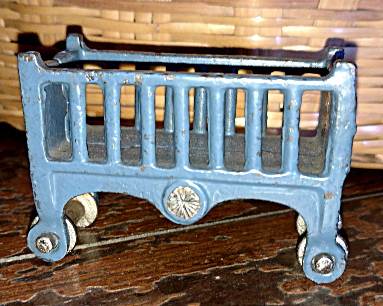 1920s Vintage Cast Iron Crib Doll House Furniture In Blue ...