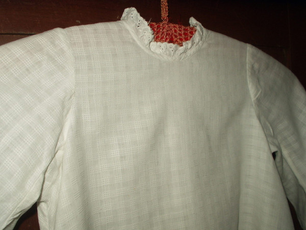 Child Victorian White Dimity Dress Window Pane Fabric Whitework Trim Child Victorian White Dimity Dress Window Pane Fabric Whitework Trim