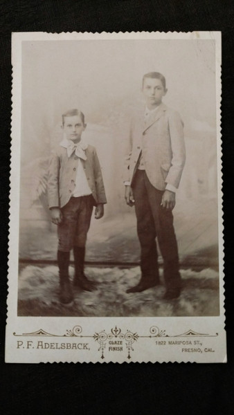 Victorian Photograph Cabinet Card 2 Young Boys Fresno CA Photographer Victorian Photograph Cabinet Card 2 Young Boys Fresno CA Photographer
