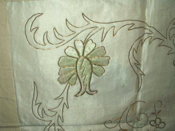 Antique Victorian Gold Metallic White Silk Embroidery Pillow Top Cover Antique Victorian Gold Metallic White Silk Embroidery Pillow Top Cover