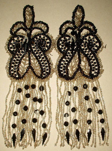 Antique Edwardian 1920's French Beaded Dress Embellishment Trim Antique Edwardian 1920's French Beaded Dress Embellishment Trim